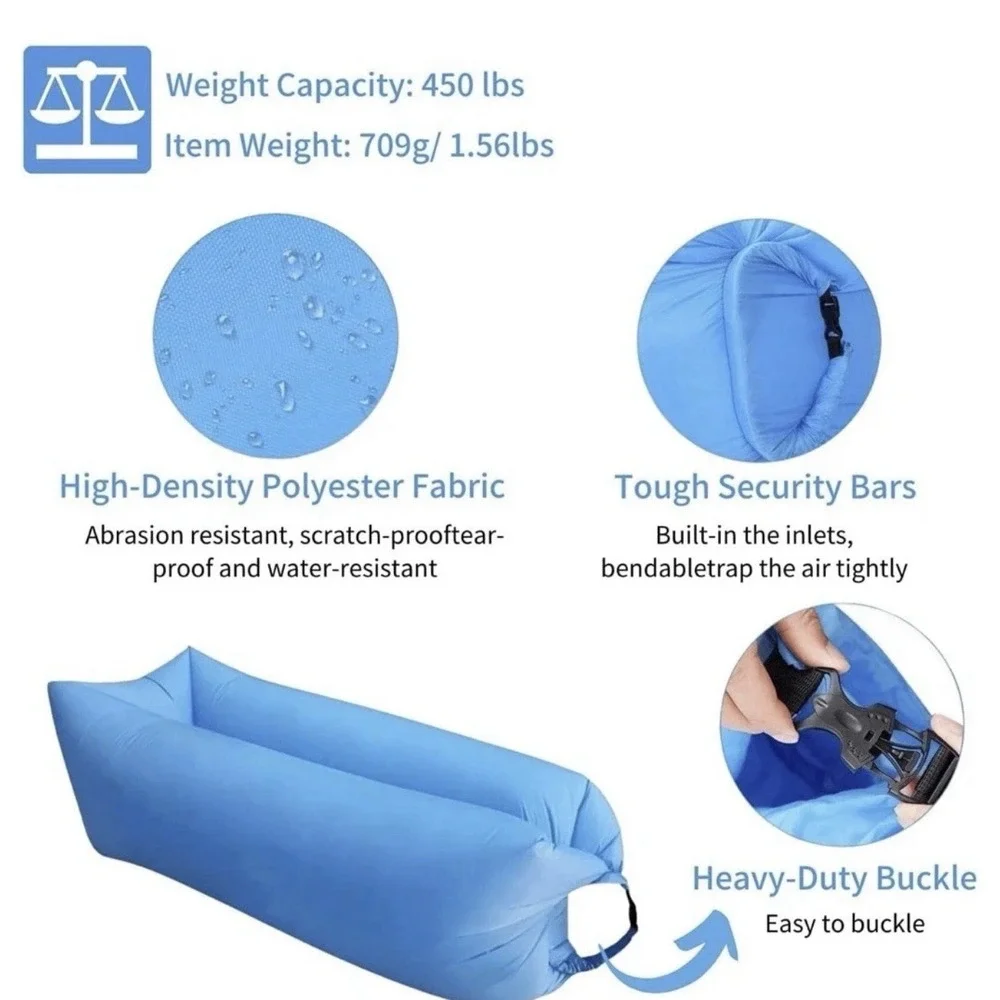 1 Green Inflatable Lounger Air Sofa Hammock, Inflatable Couch Portable Packable